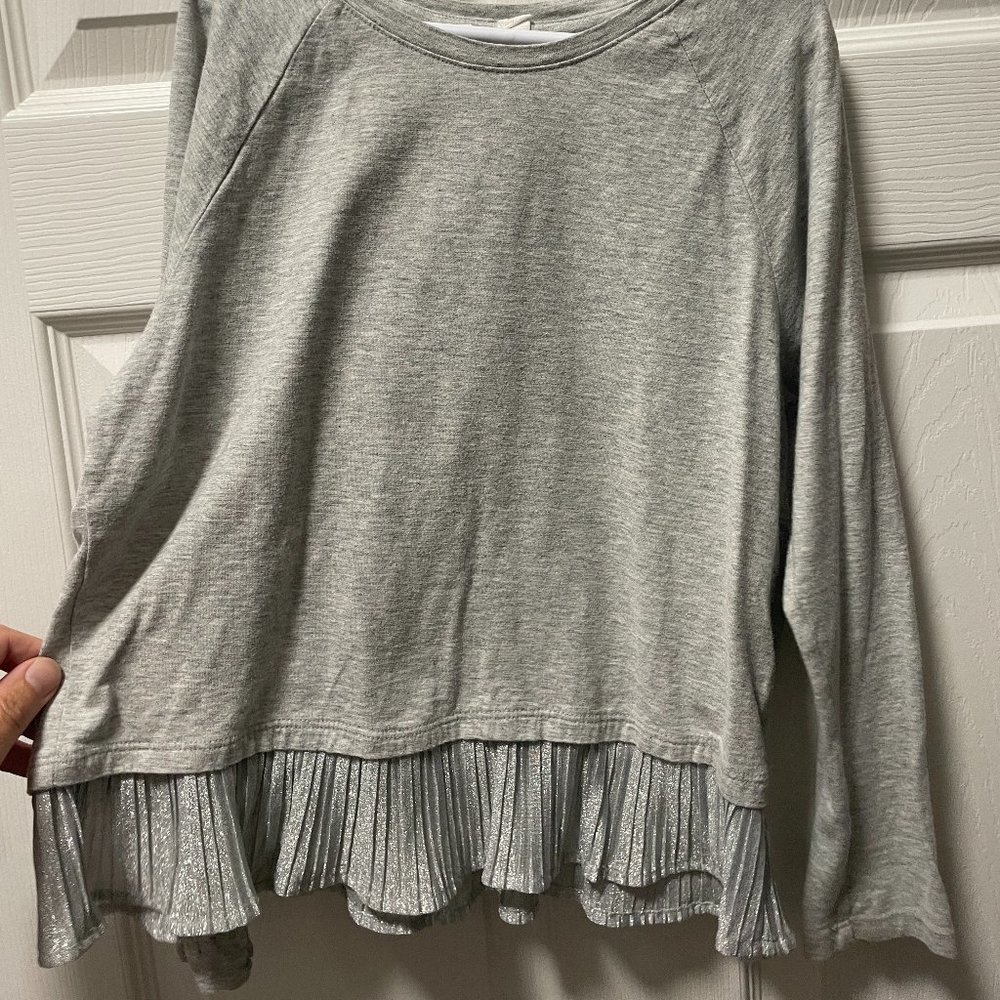 Gap Kids Grey Long-Sleeve T-shirt/tunic with metallic ruffle